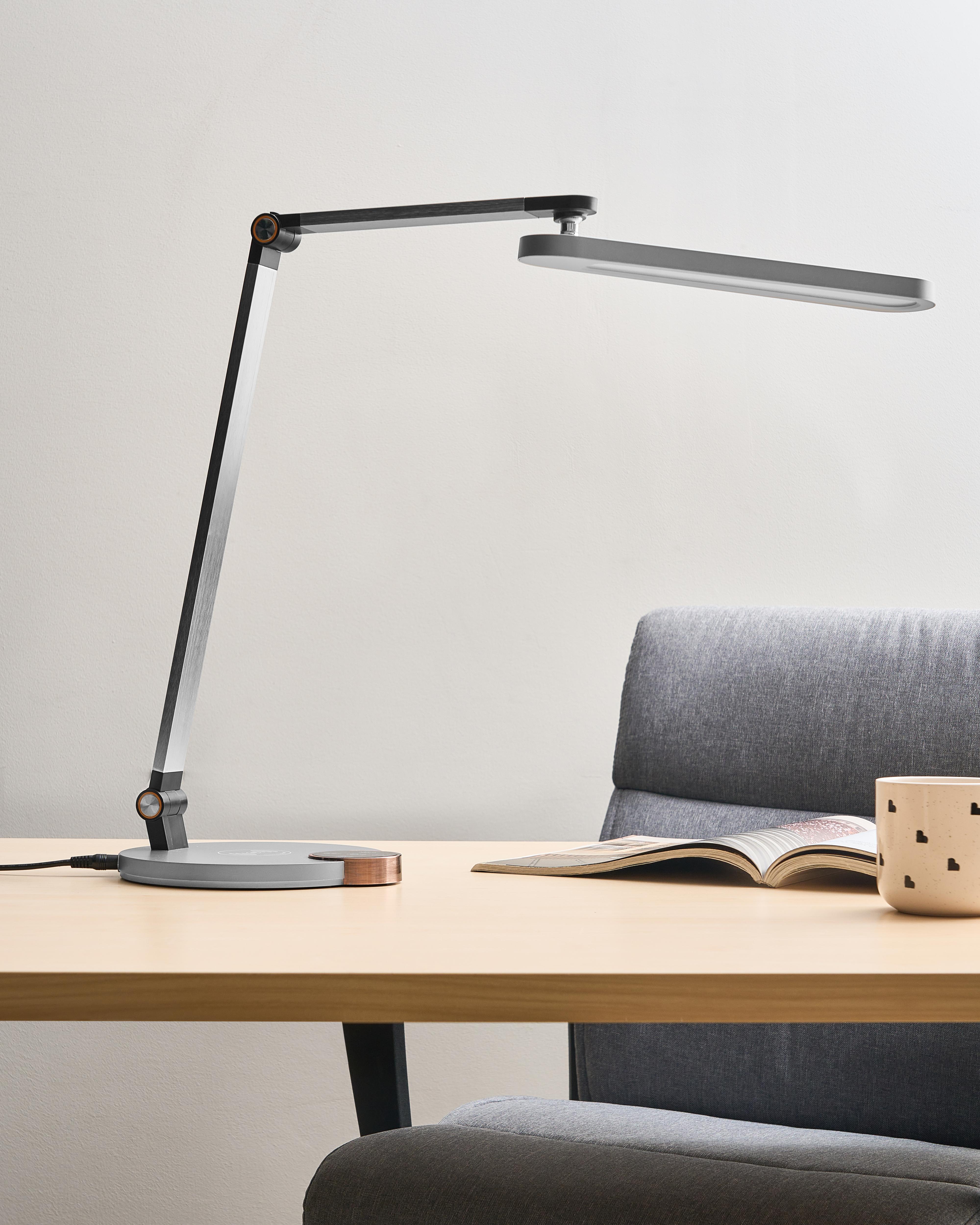 LED bureaulamp CAROY met draadloze oplader Grijs