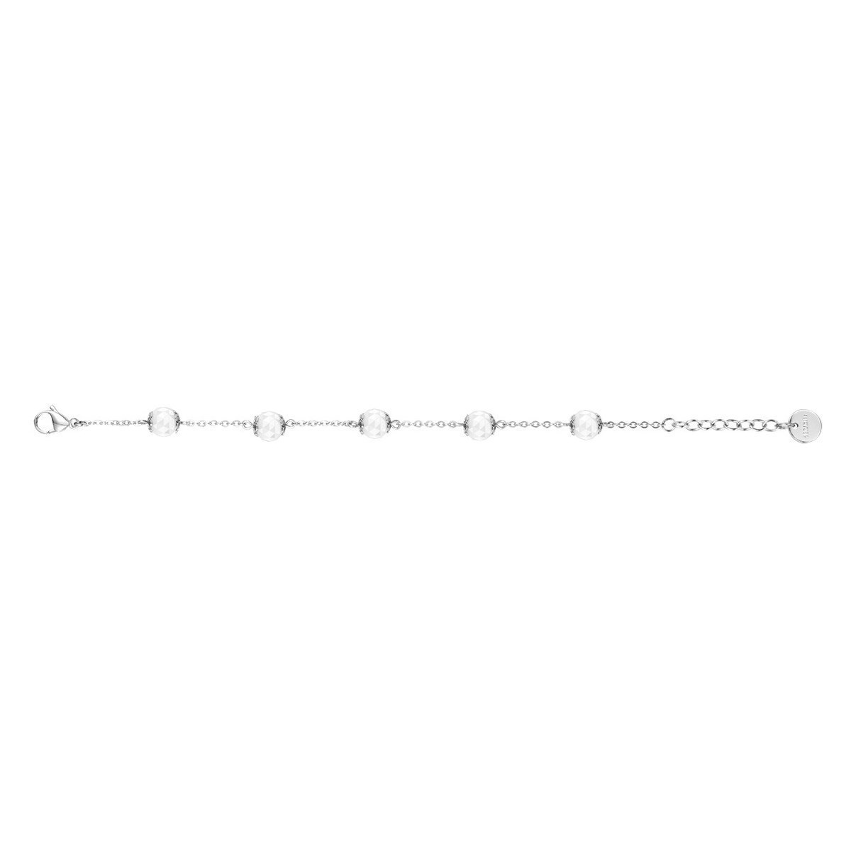 Bracelet souple multi-motifs en Acier 316L et céramique - blanc brillant