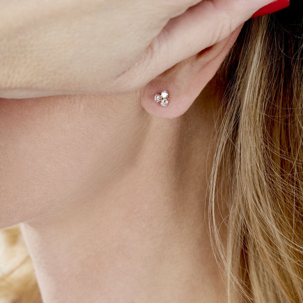 Boucles D'oreilles Puces Or Jaune Oxydes De Zirconium