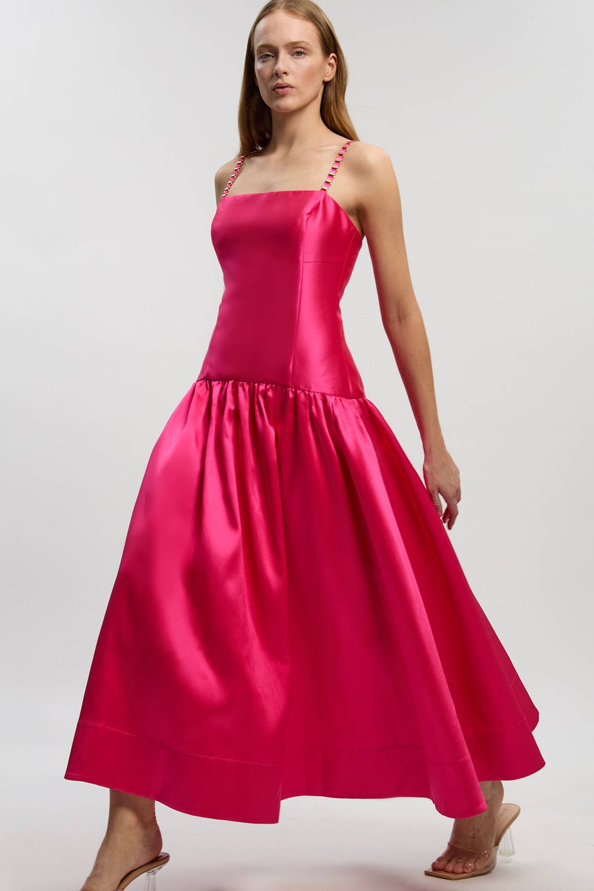 KarenMillen Robe Maxi Tissée En Sergé À Bretelles Contrastées