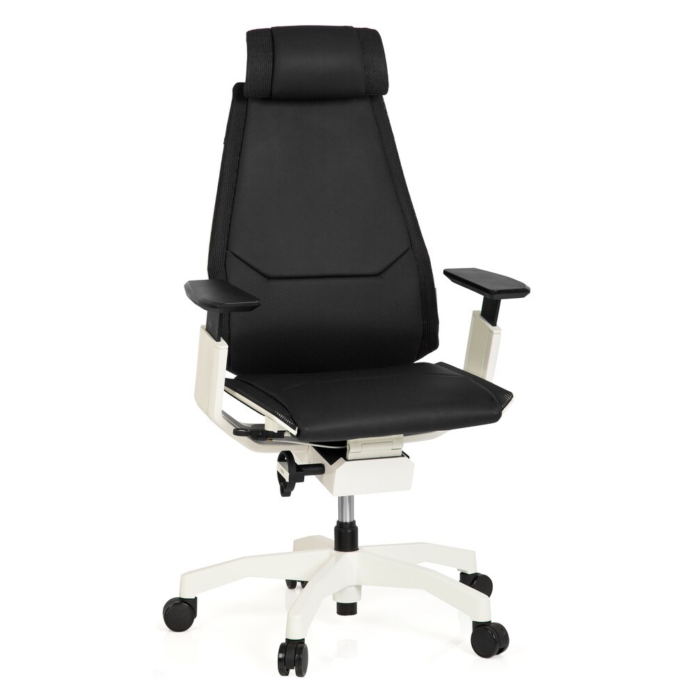 High End Bürostuhl GENIDIA PRO WHITE Leder mit Armlehnen hjh OFFICE