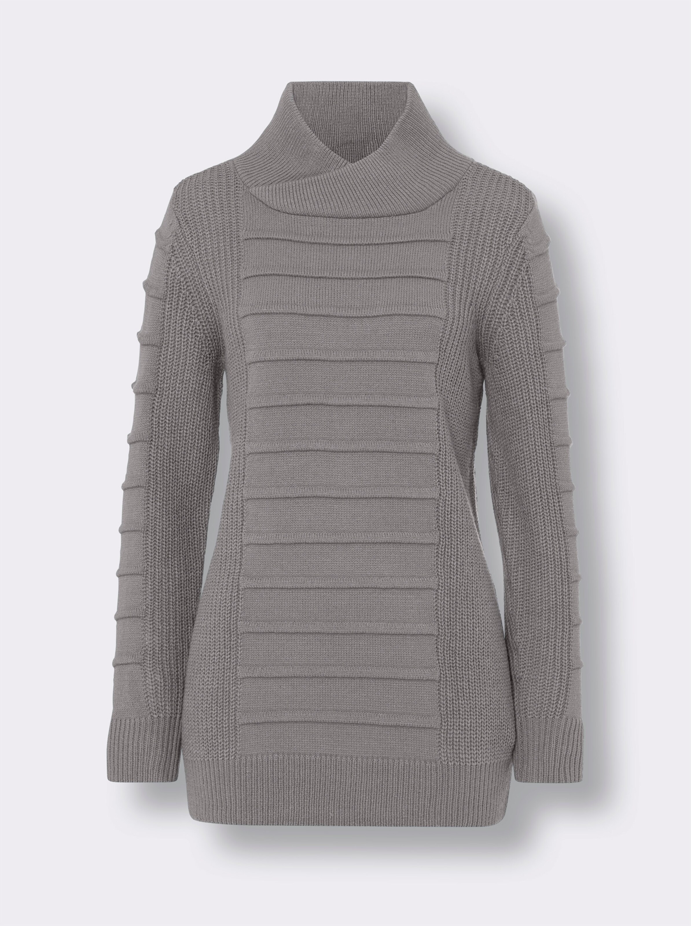 Longpullover im Strickmuster-Mix