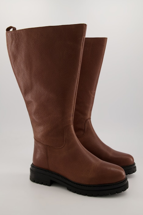 Lederstiefel, 3XL-Schaft, Prägung, Reißverschluss