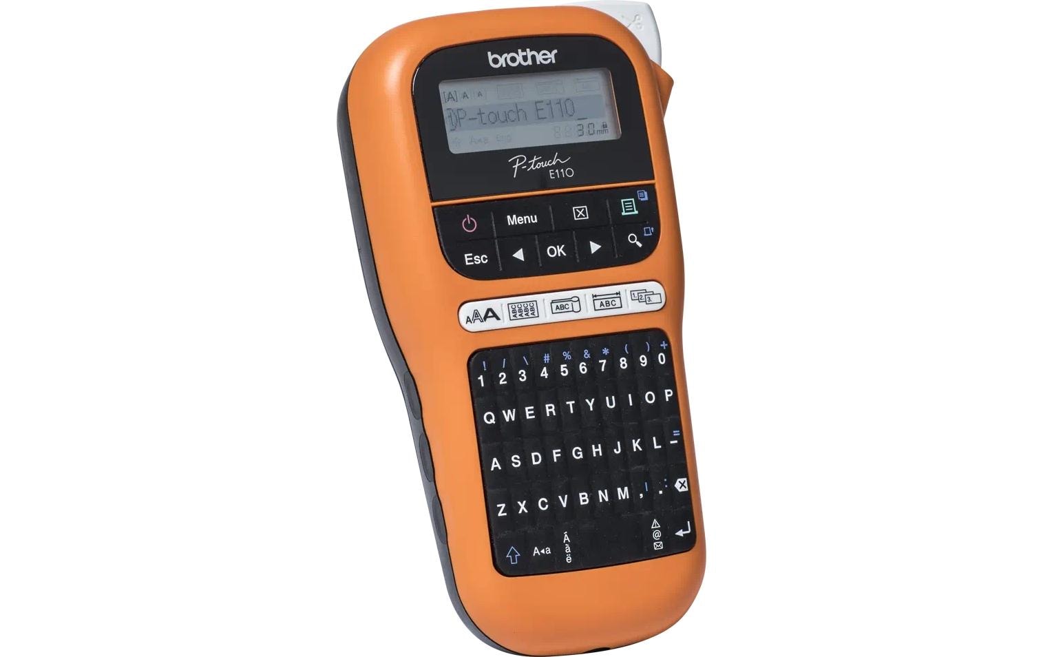 Beschriftungsgerät PT-E110VP KITBeschriftungsgerät inklusive Transportkoffer, AC-Adapter und Bandkassette