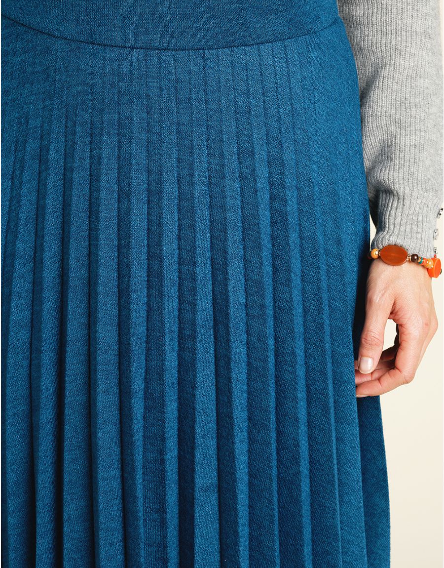 Jupe longue plissée bleue