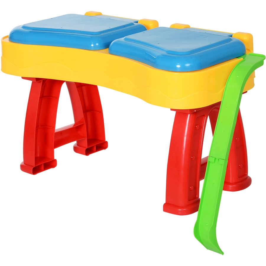 HOMCOM Kinder Sandkastentisch mit 31-tlg. Zubehör blau, gelb
