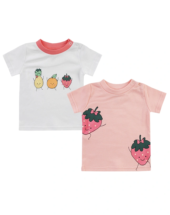 T-Shirt CRAZY FRUITS 2er-Pack in weiß/rosa