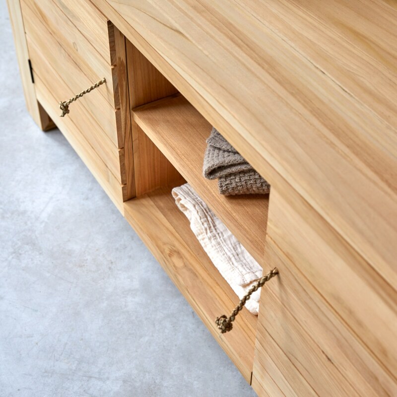 Meuble TV Minimalys en teck massif L 155 cm