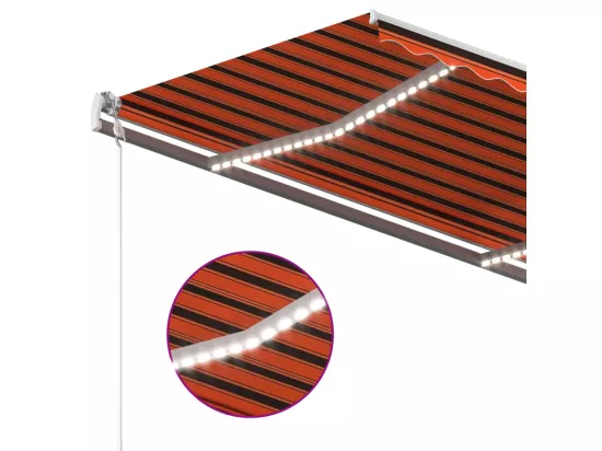 Auvent automatique capteur de vent/LED 400x300 cm Orange/marron