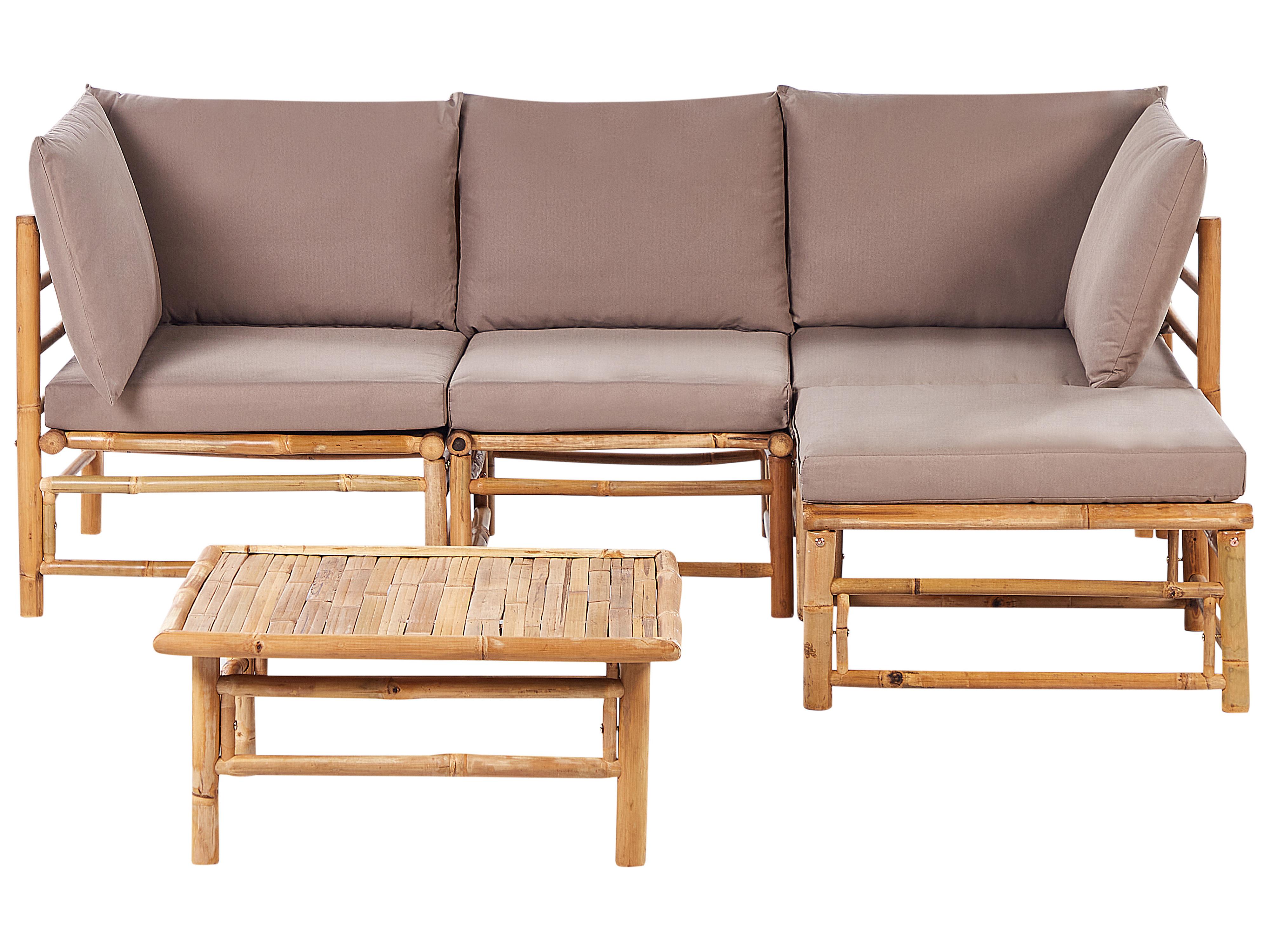 Tuin hoekloungeset met tafel 4-zits CERRETO linkszijdig Bamboehout Taupe