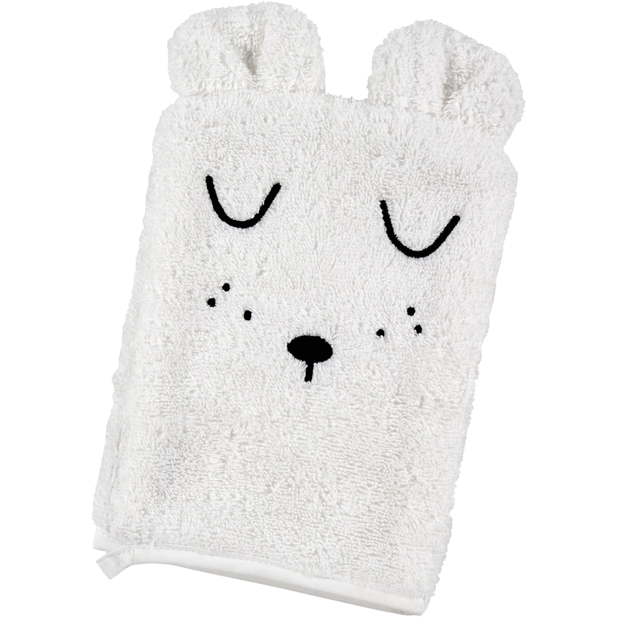 Alvi® Frottier-Set Kaputzenbadetuch & Waschhandschuh weiß