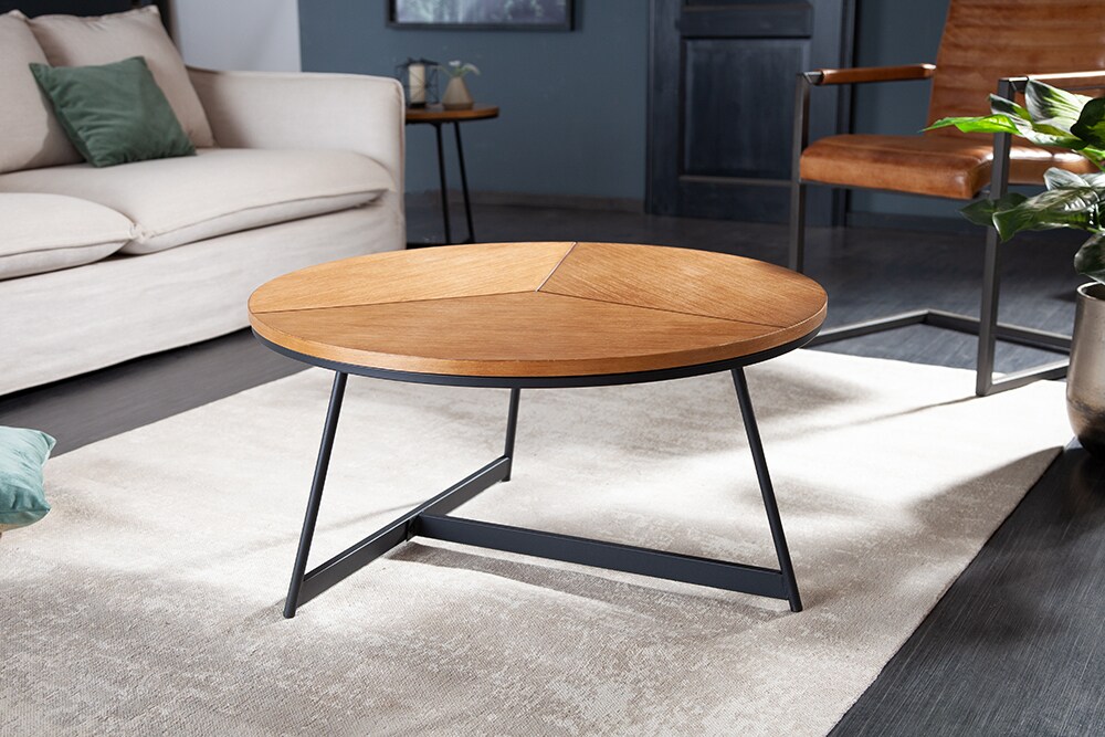 riess-ambiente Couchtisch OAK ELEGANCE - 80cm Eiche Holz-Design schwarzes Metallgestell rund