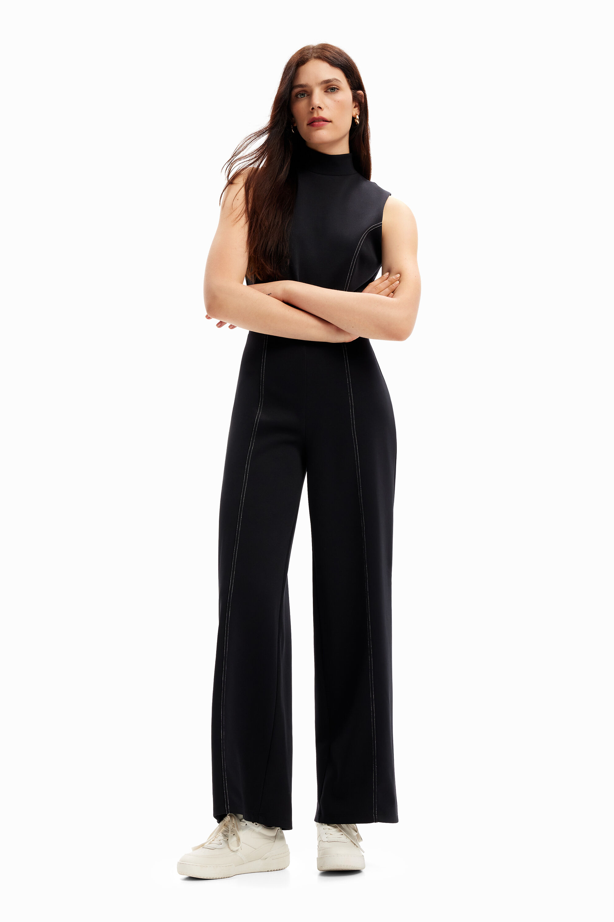 Combinaison jupe-culotte surpiqûres