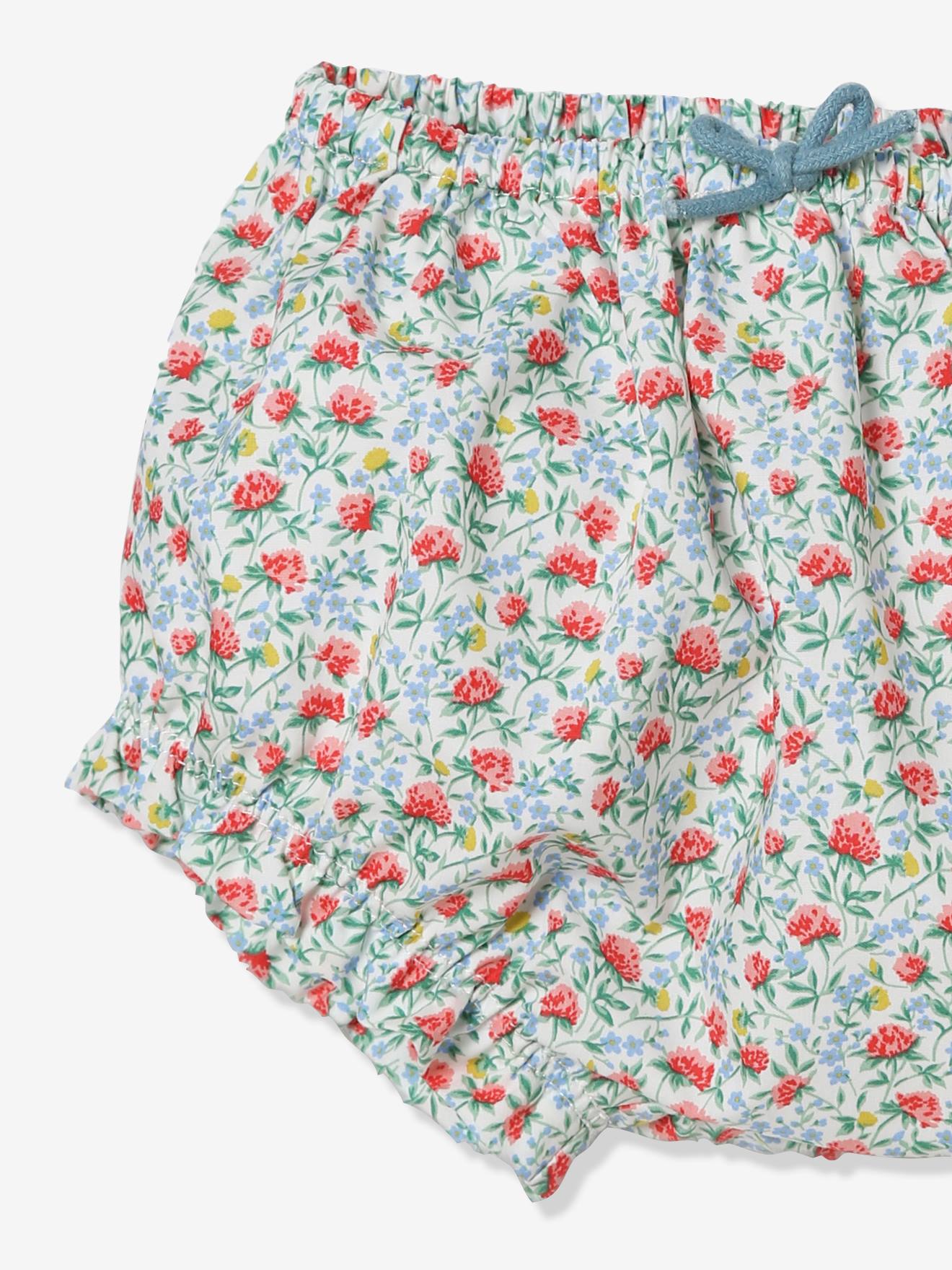 Calcinha infantil Liberty Print da CYRILLUS na cor vermelho claro.