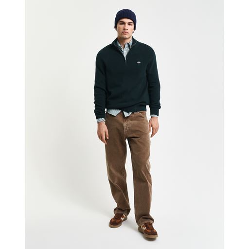 GANT Half Zip Sweater, Tartan Green, 3XL