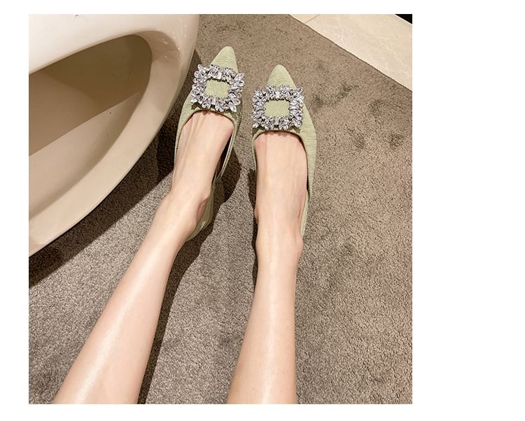 Terute - Puntige sandalen met strass-steentjes en dikke hak