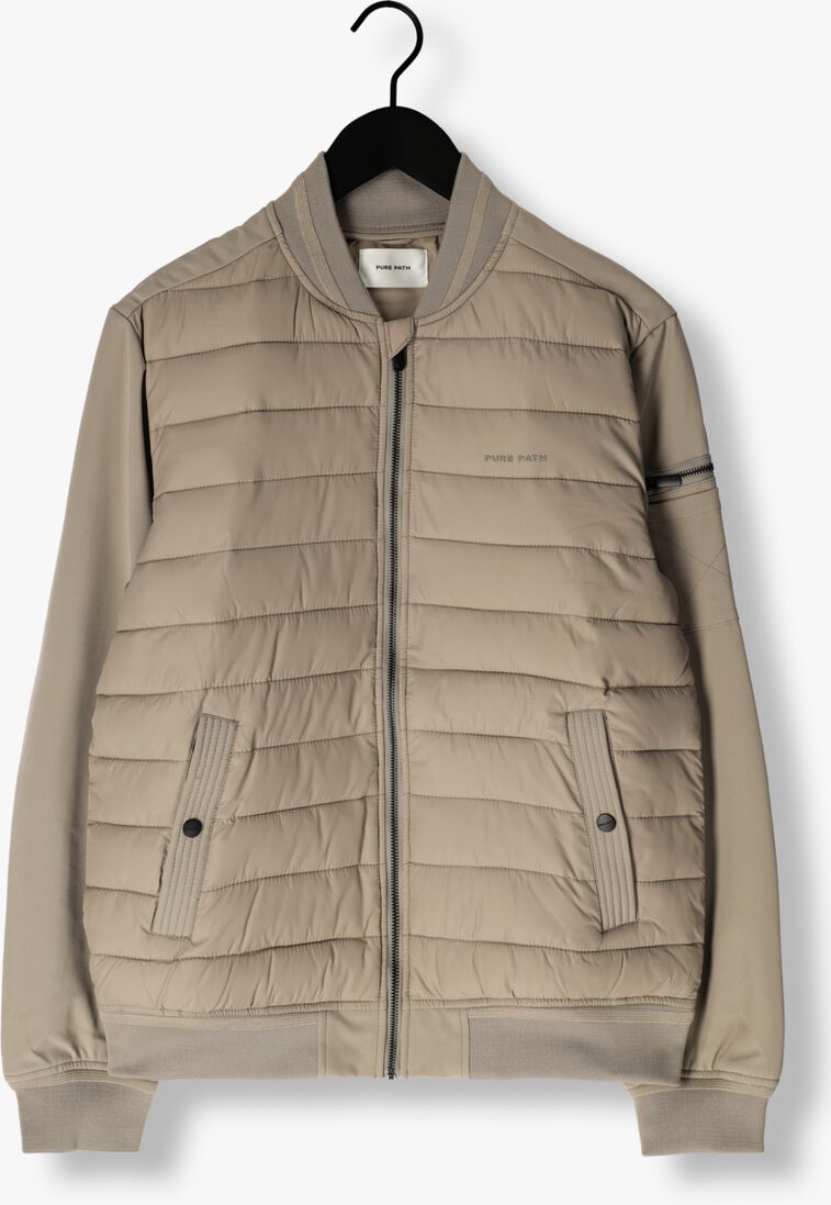 PURE PATH zand pure path gewatteerde jas padded jacket with front and sleeve pockets