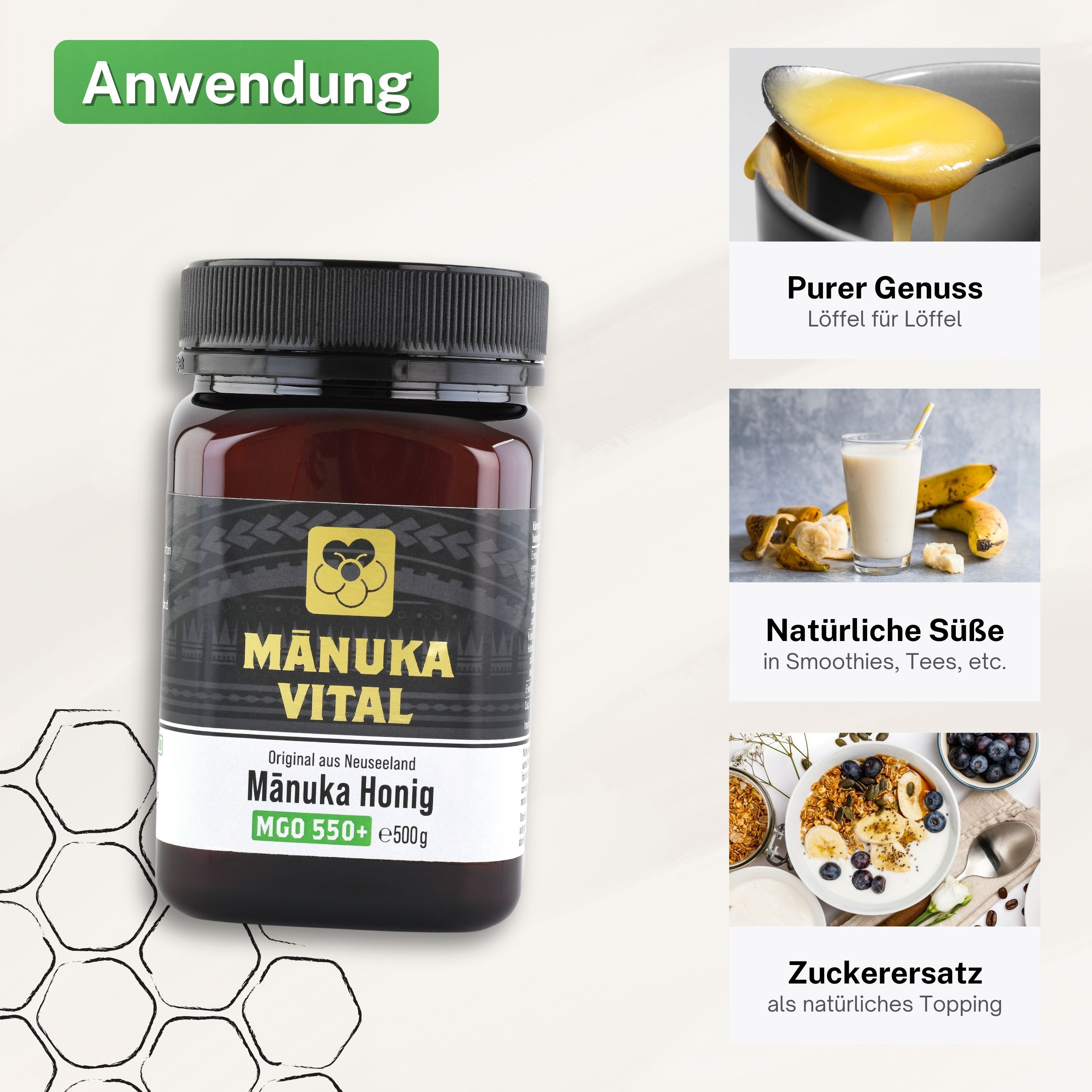 MANUKA VITAL Manuka Honig MGO 550+  - Original, zertifiziert und natürlich aus Neuseeland
