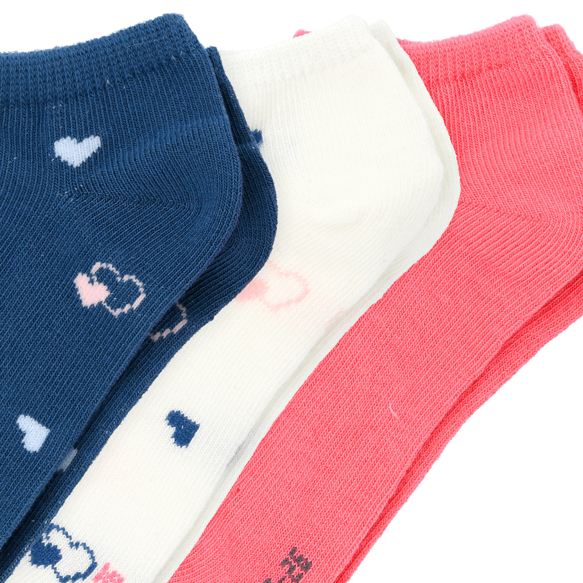 Topolino 3 Paar Mädchen Sneaker-Socken im Set dunkelblau / pink / weiss