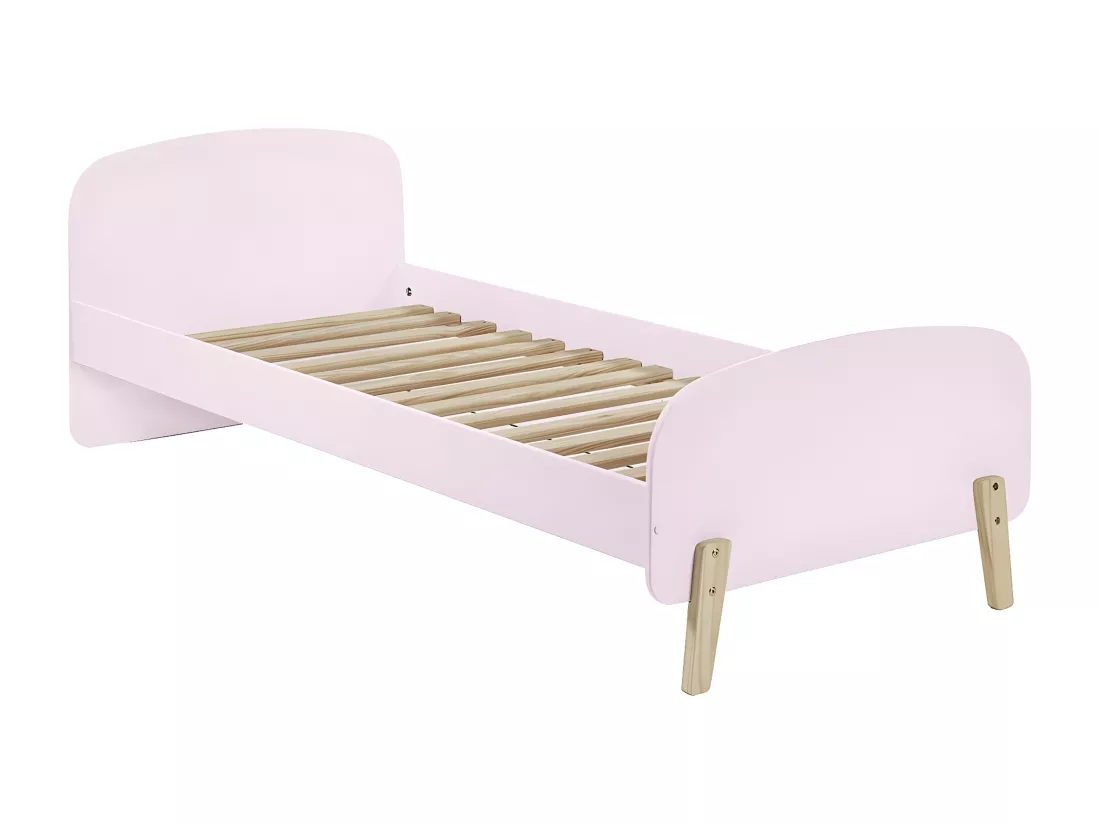 BODHI PINK - Lit 90x200cm avec Barrière + Chevet + Coffre