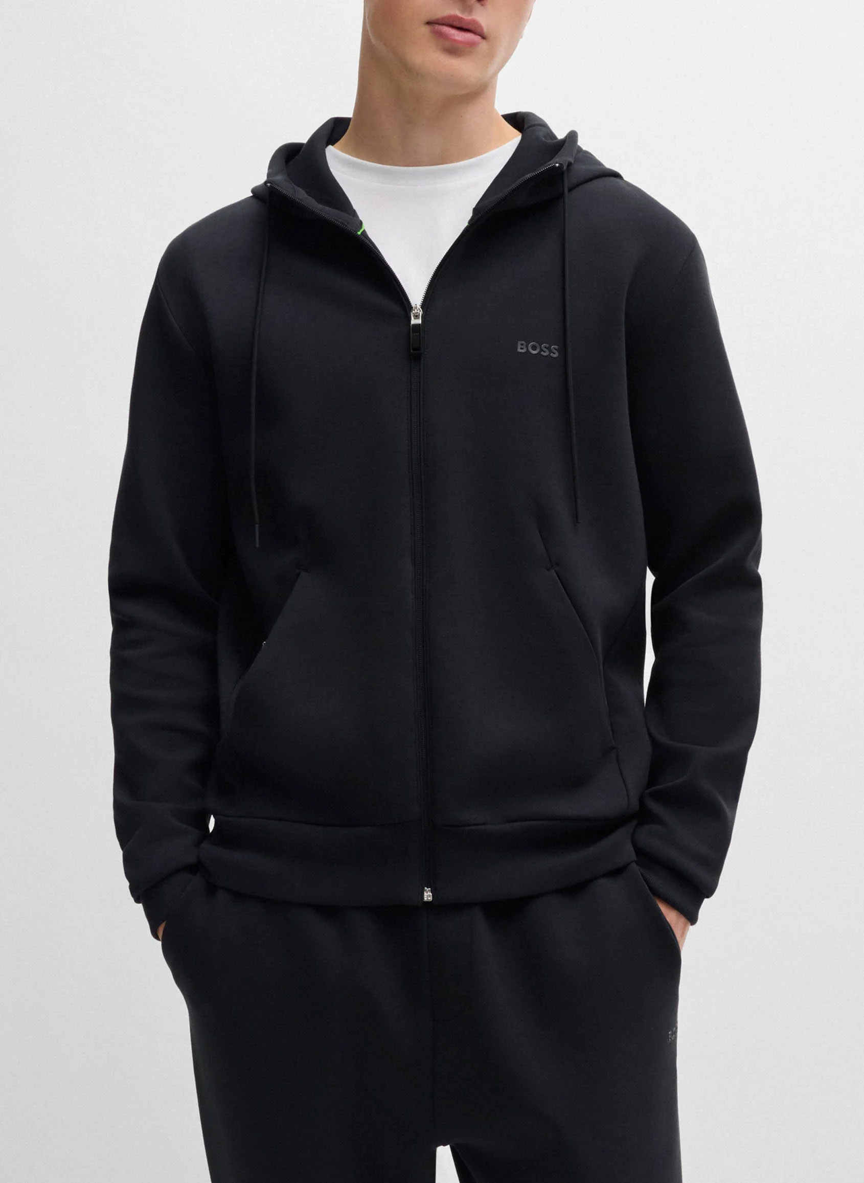 Sweat à capuche zippé en coton | Bleu