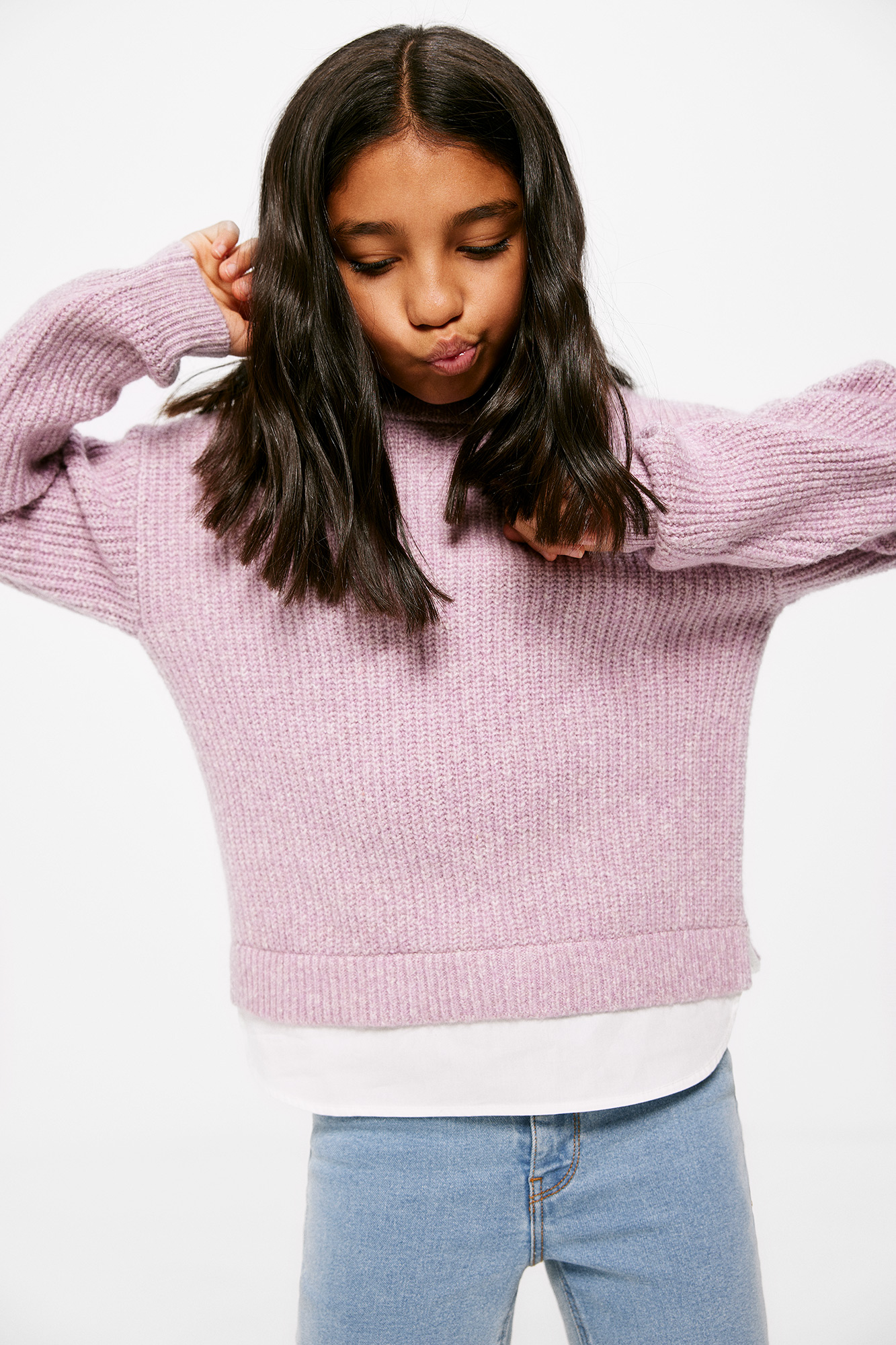 Suéter bicolor para meninas