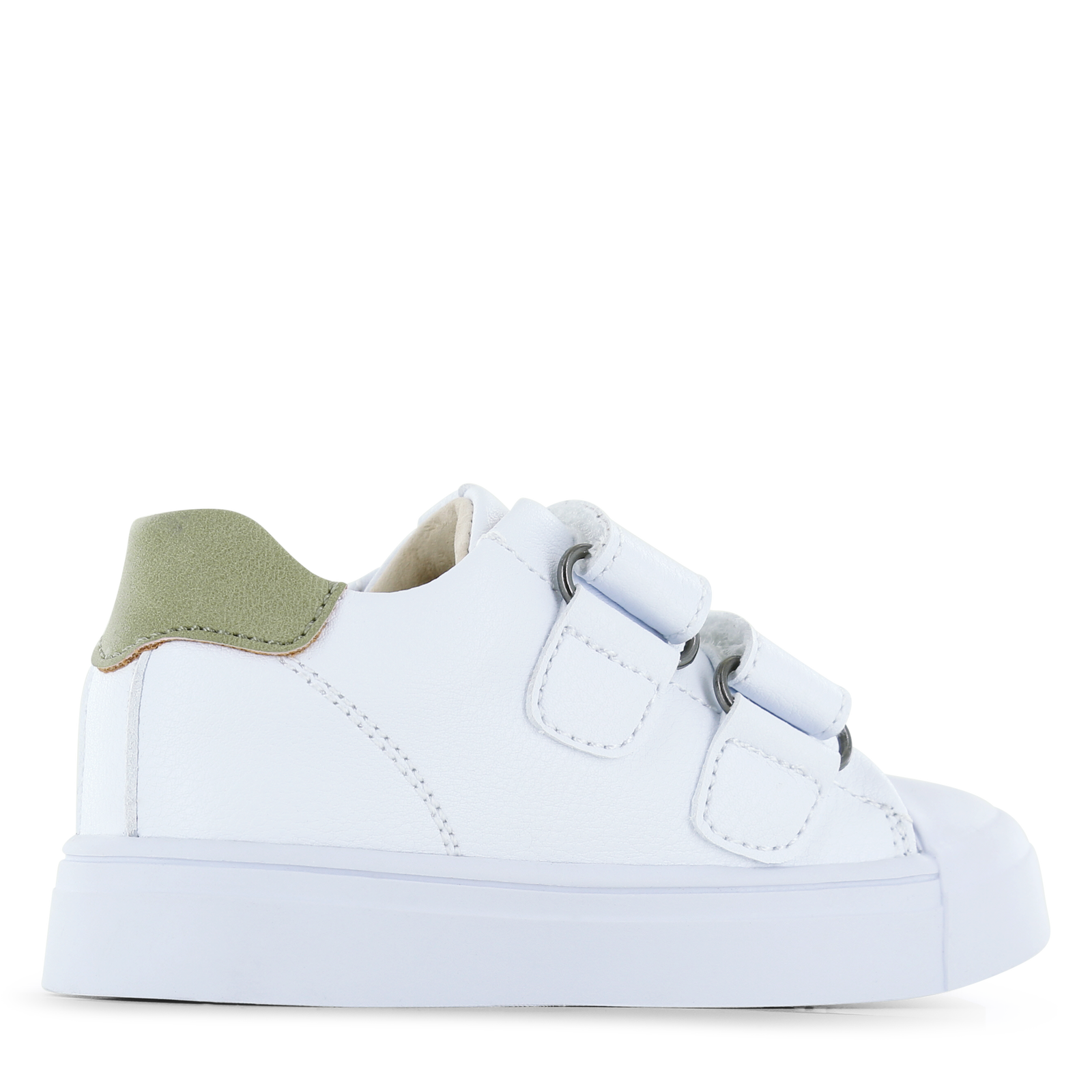 Shoesme witte sneaker met taupe stripings Microfiber leer | Jongens schoene