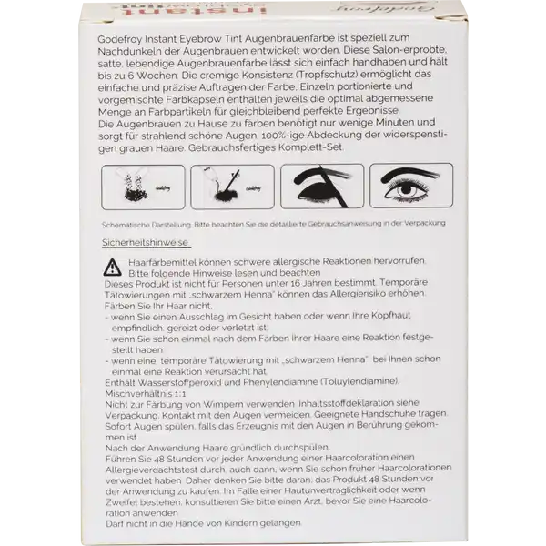 Instant Eyebrow Tint Komplett-Set für permanente Augenbrauen-Färbung mittelbraun
