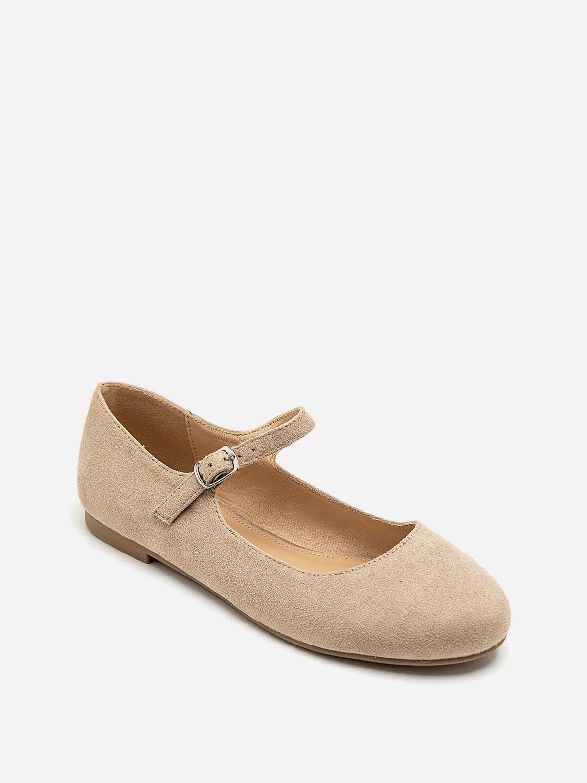 Ballerines en suédine à bride- Taupe
