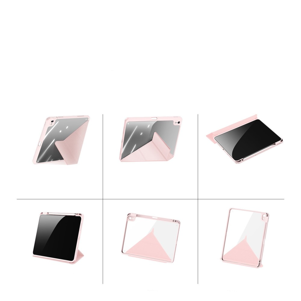 iPad 10.9 (2022) 2in1 Abnehmbare Hybrid TPU Bumper Leder Tasche Smart Cover Schutzhülle - Rosa