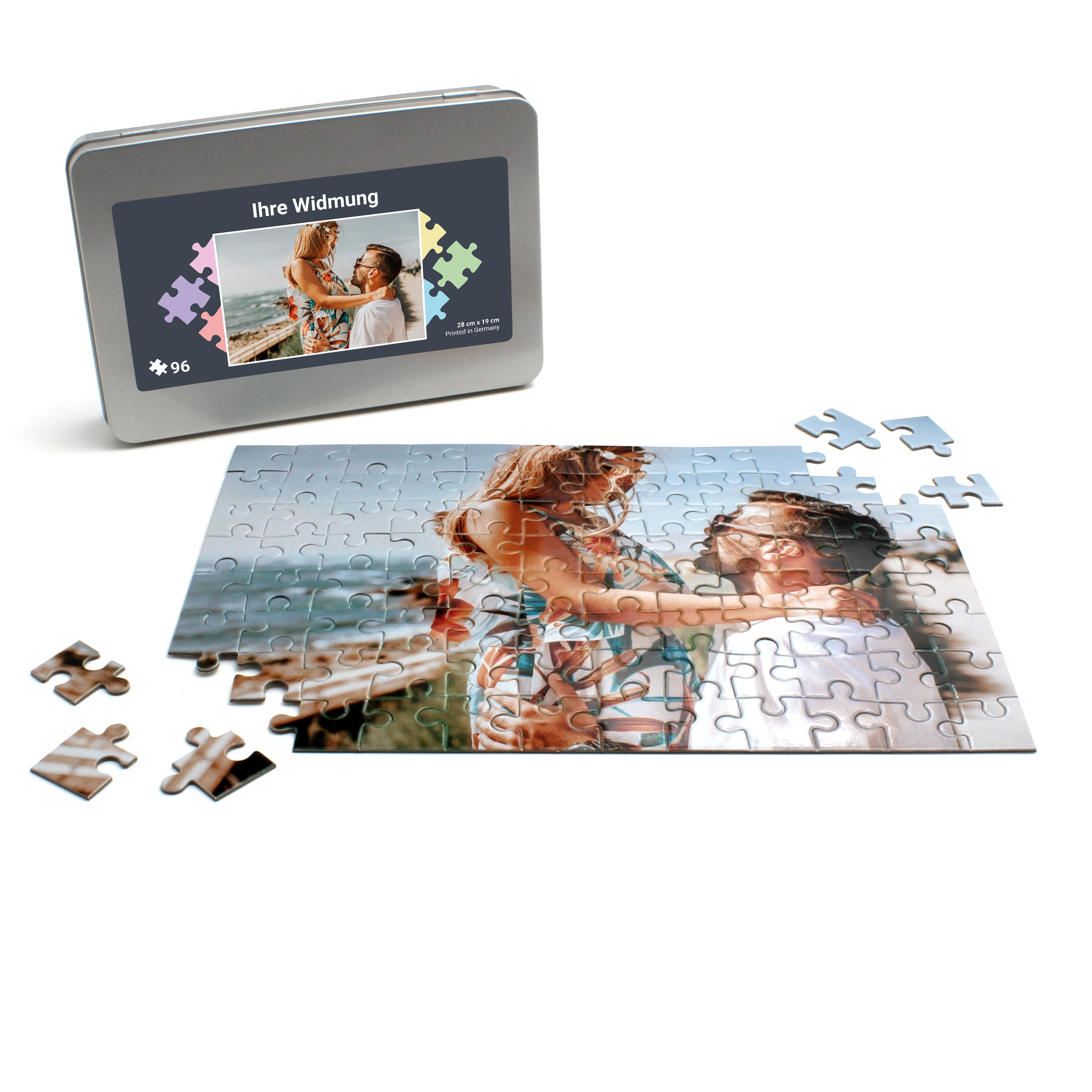 Puzzle mit Foto bedrucken, in Metall-Box (Anzahl-Teile: 96)