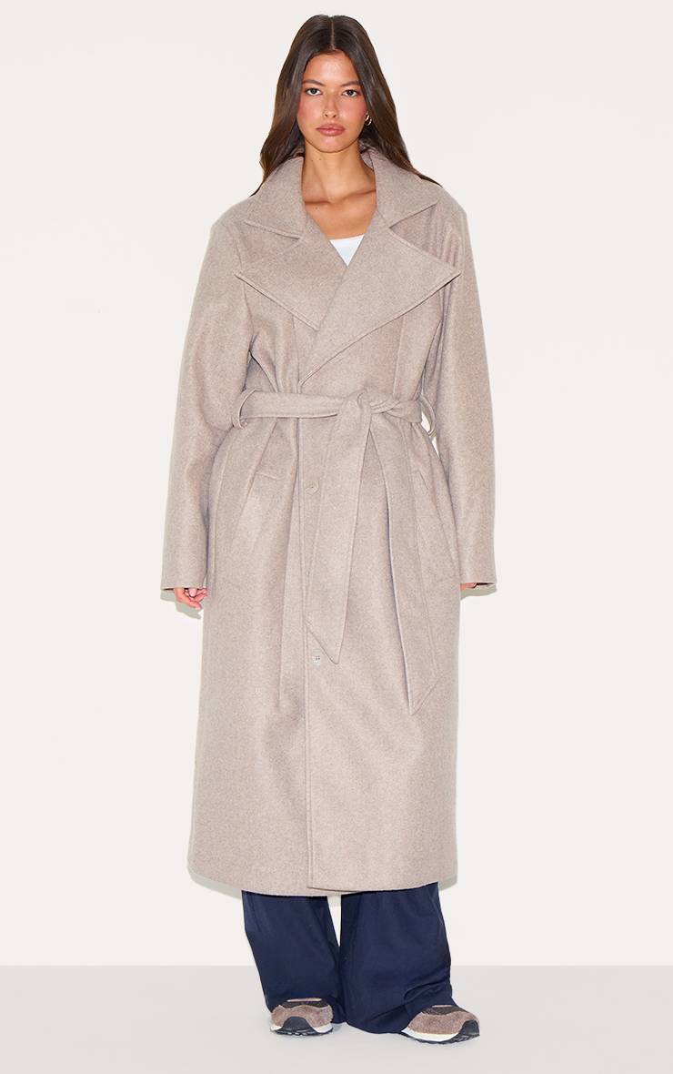 Taupe Trench-coat Oversize Effet Laine
