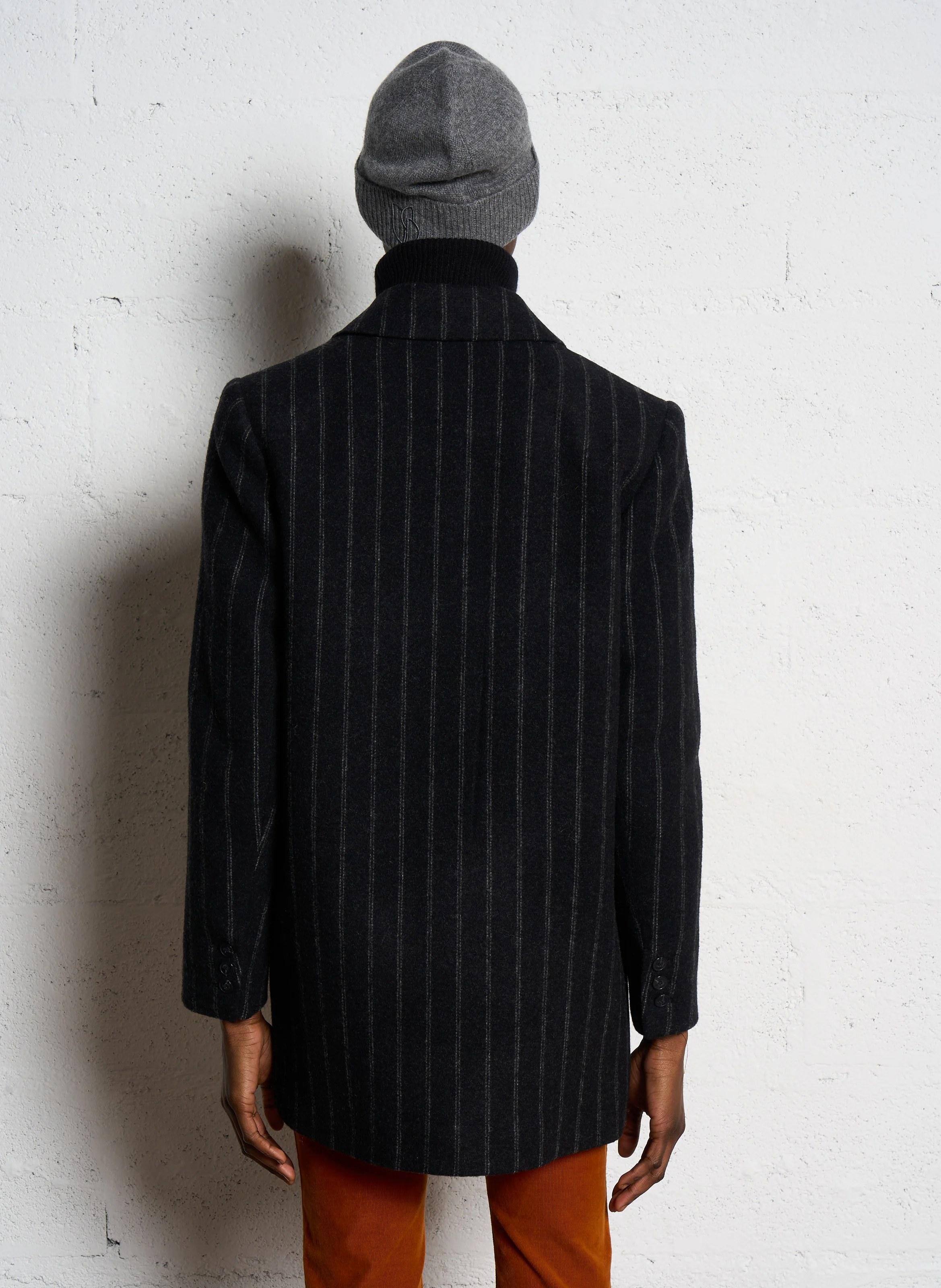 MUSE - Manteau de tailleur rayé en laine mélangée | Gris