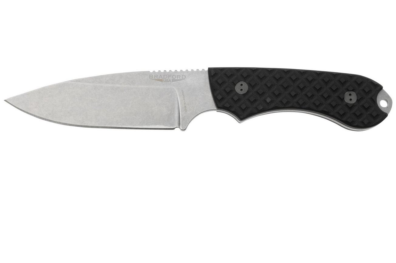 Bradford Knives Guardian 4.2 Black G10 Textured, CPM-Magnacut, Sabre Grind, Stonewashed Finish, vaststaand mes