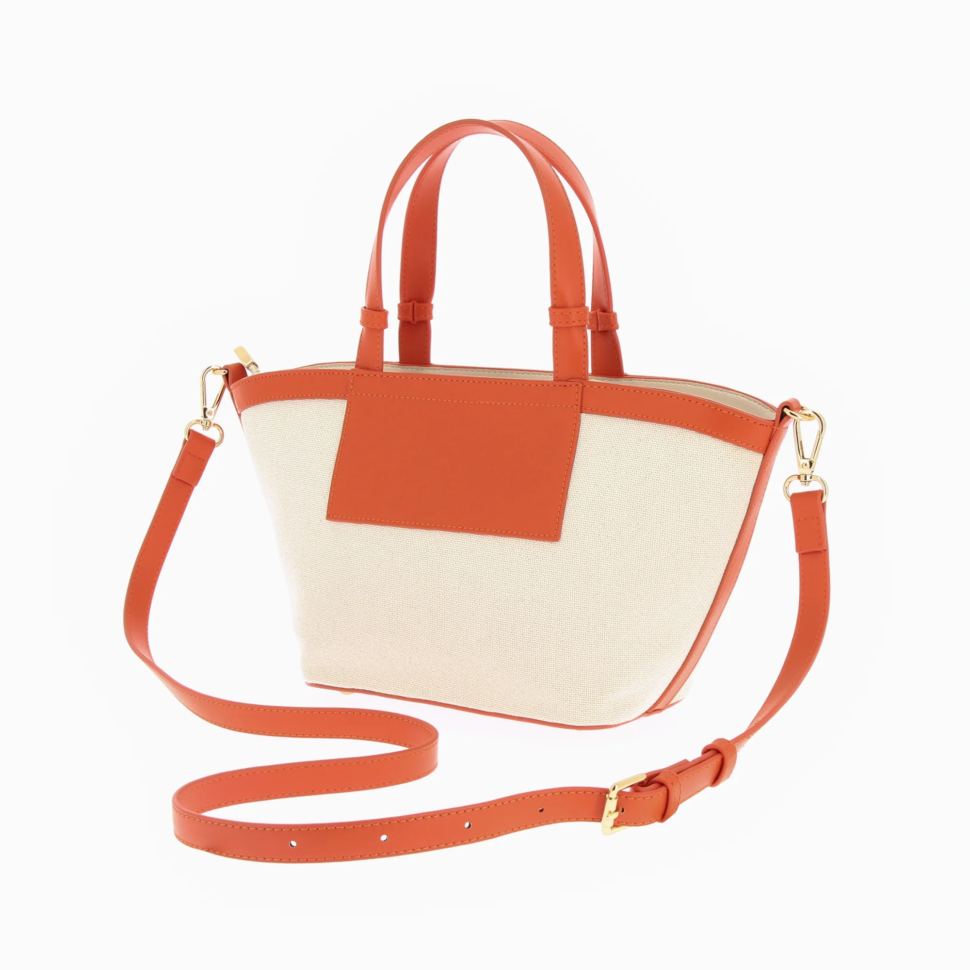 Sacs-Petit sac cabas trapèze Eve beige et orange