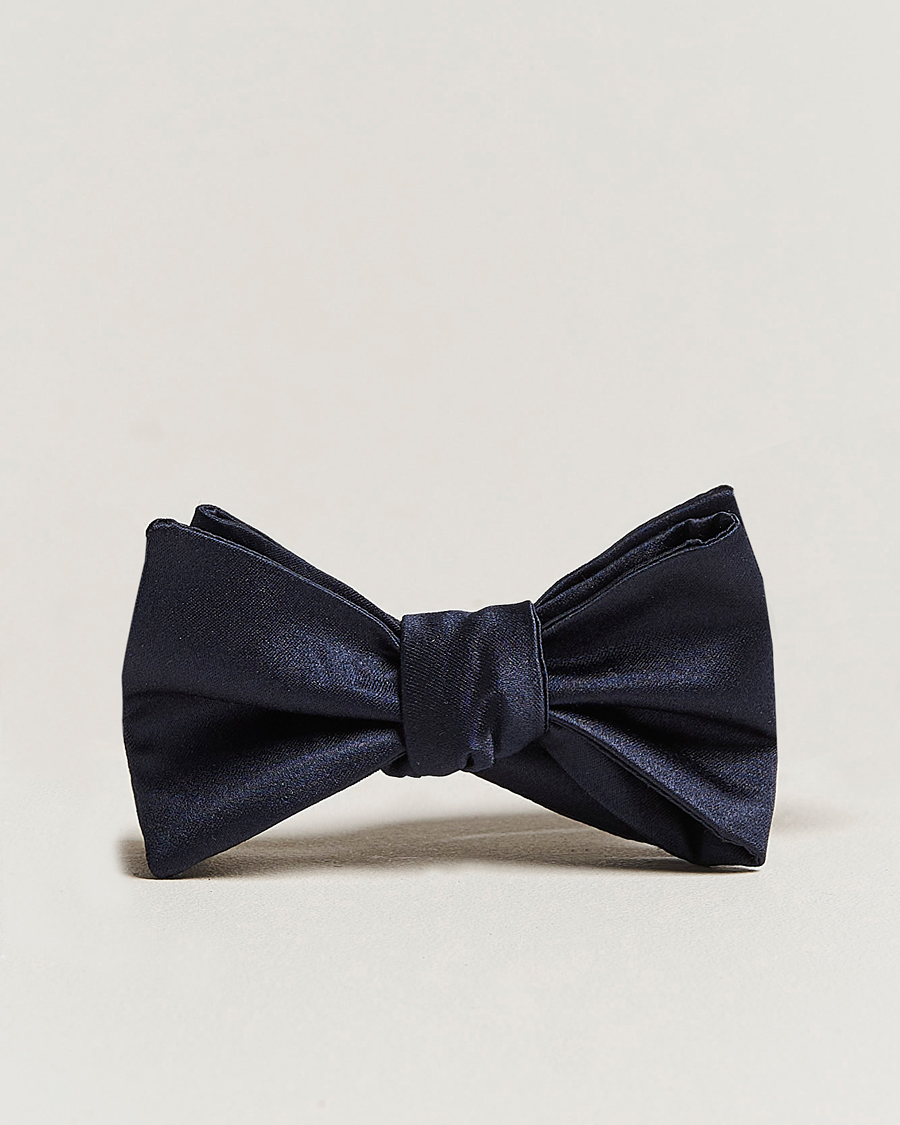E. Marinella Silk Bow Tie Navy Satin