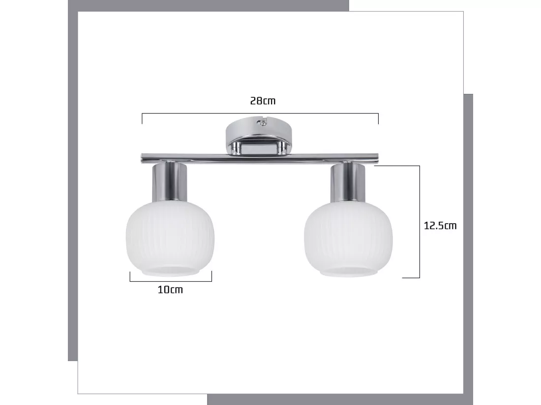 NETTLIFE 2 Spot de plafond blanc E14 intérieur vintage abat-jour en verre spot sans ampoules