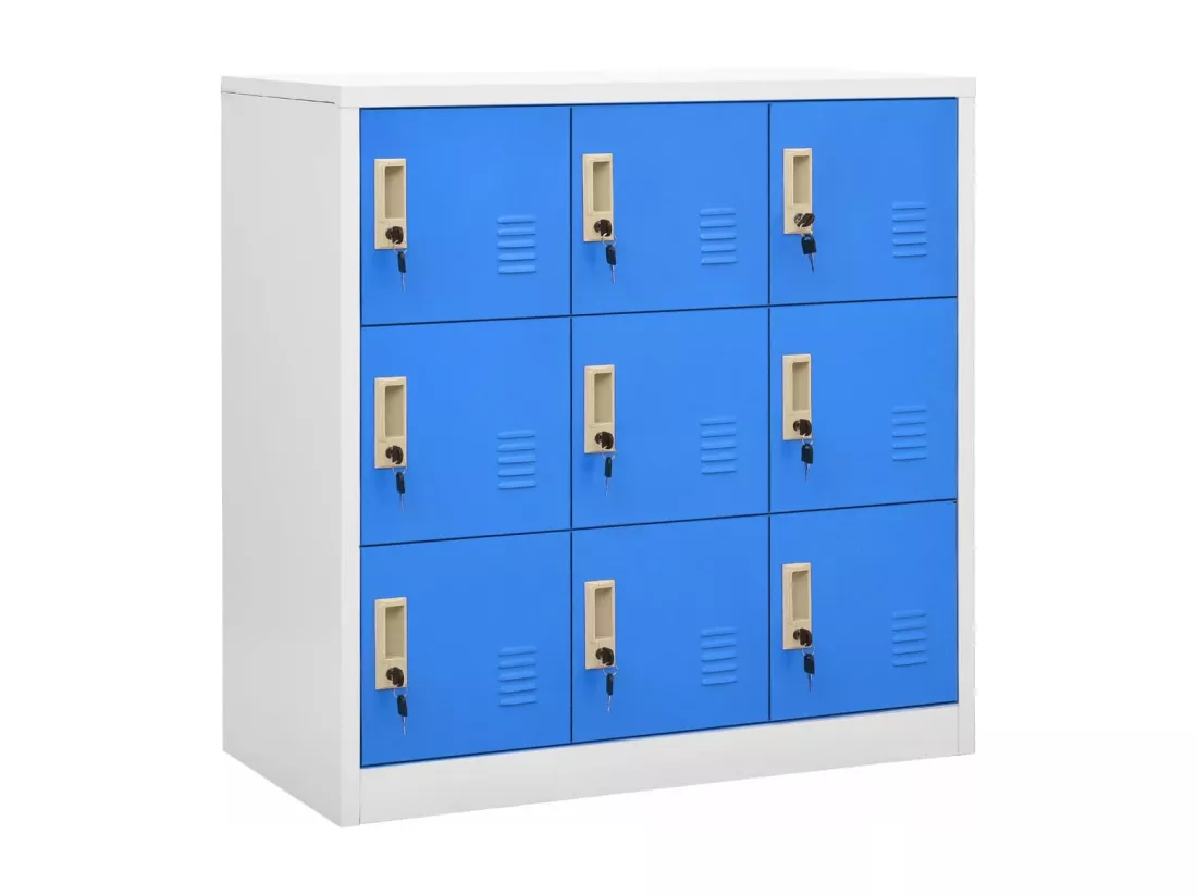 Armoire à casiers Gris clair et bleu 90x45x92,5 cm Acier