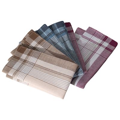 Mouchoirs tissu motif quadrillage - lot de 12 ou 24