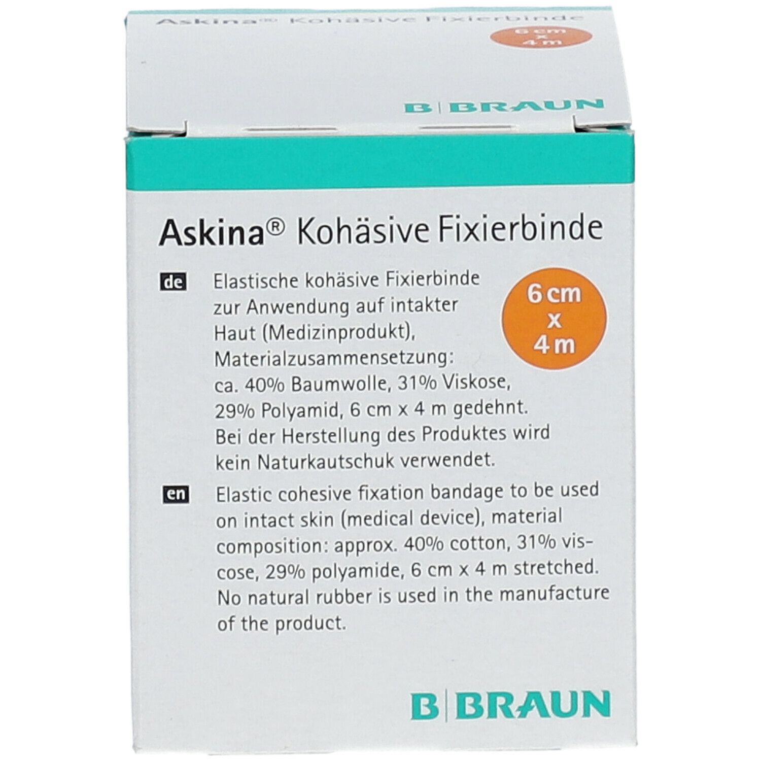 Askina® kohäsive Fixierbinde latexfrei 6 cm x 4 m