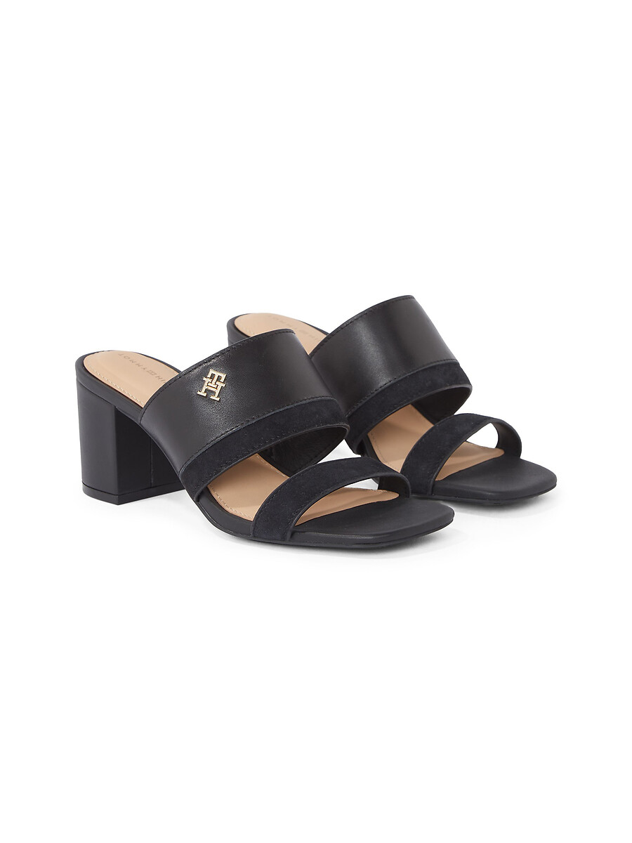 TOMMY HILFIGER<br>Mules de salto alto, em couro
