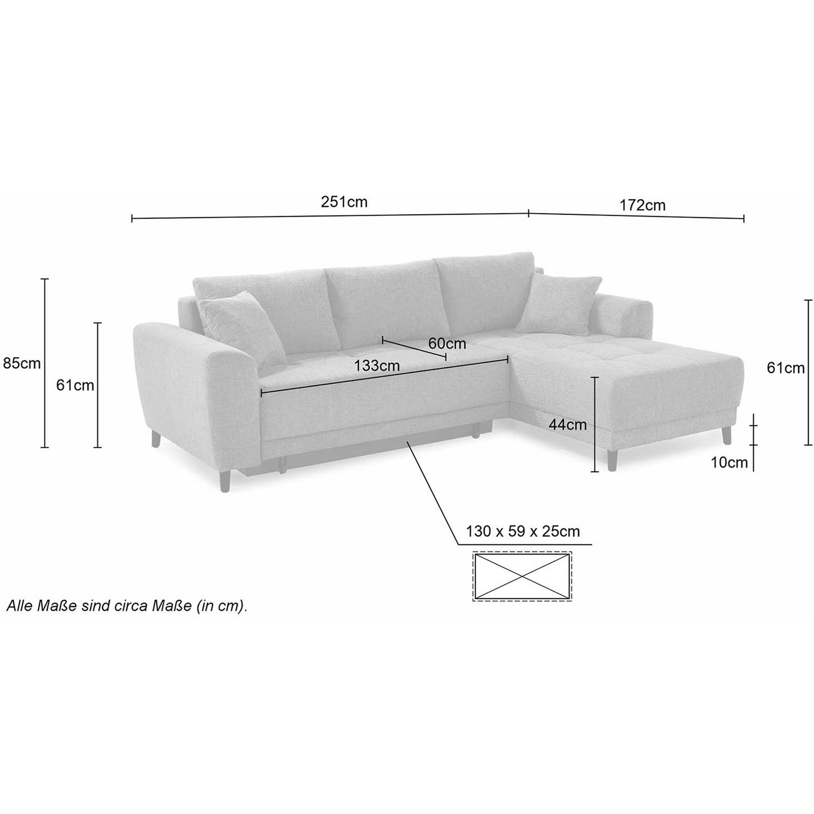 Ecksofa Bea Stoff Chenille beige