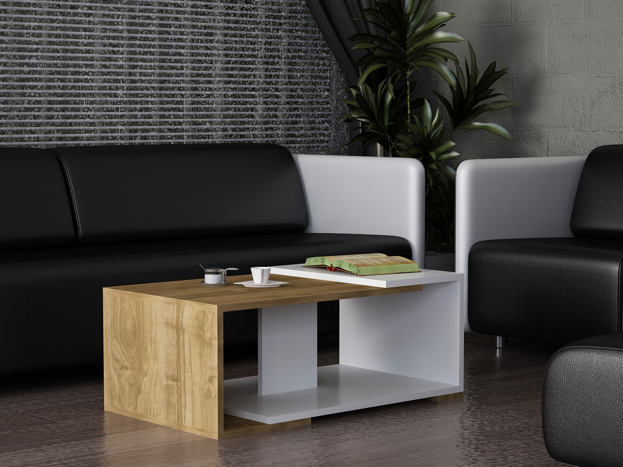 Couchtisch Modern Weiß Walnuss