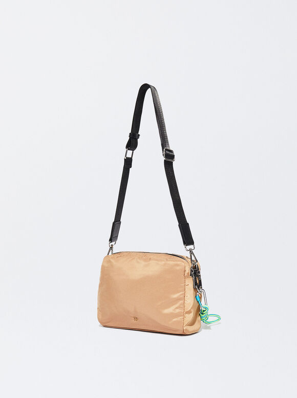 Bolsa transversal de nylon - cor camelo