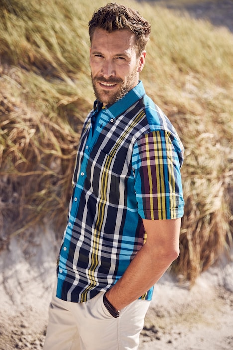 JP 1880 Karohemd, Halbarm, Buttondown-Kragen, Modern Fit, bis 8 XL