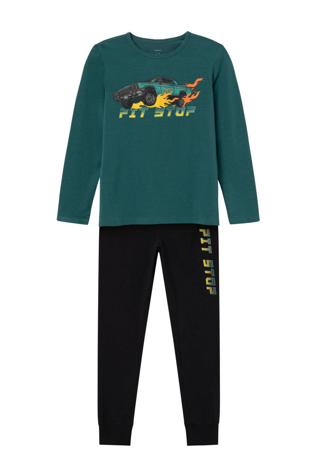 NAME IT pyjama NKMNIGHTSET CARS groen/zwart