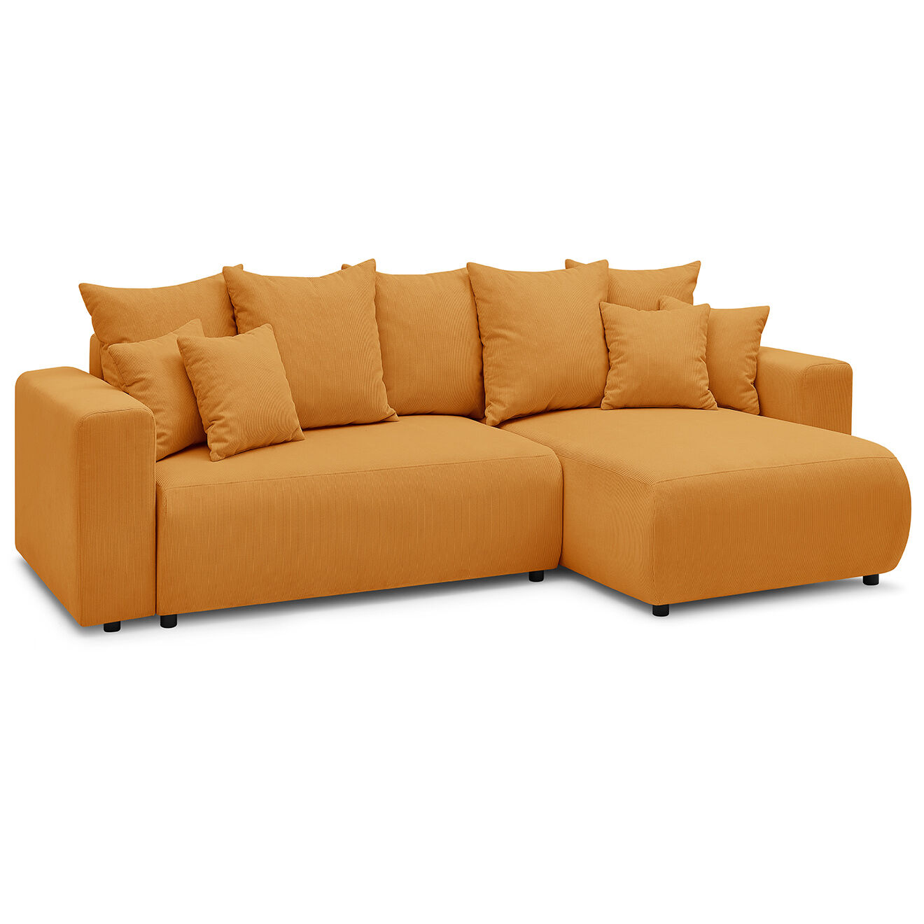 Bobochic Canapé d'angle convertible reversible velours côtelé Envy jaune - 282x153x95 cm