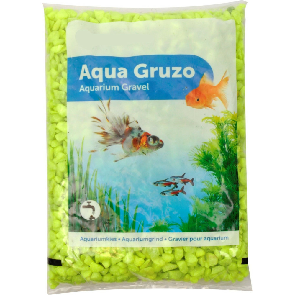 Gravier neon jaune 1 kg pour aquarium.