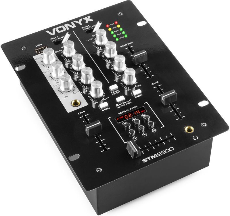 Vonyx - 2.2 DJ Speakerset - Met Mixer en Gratis DJ Accessoires