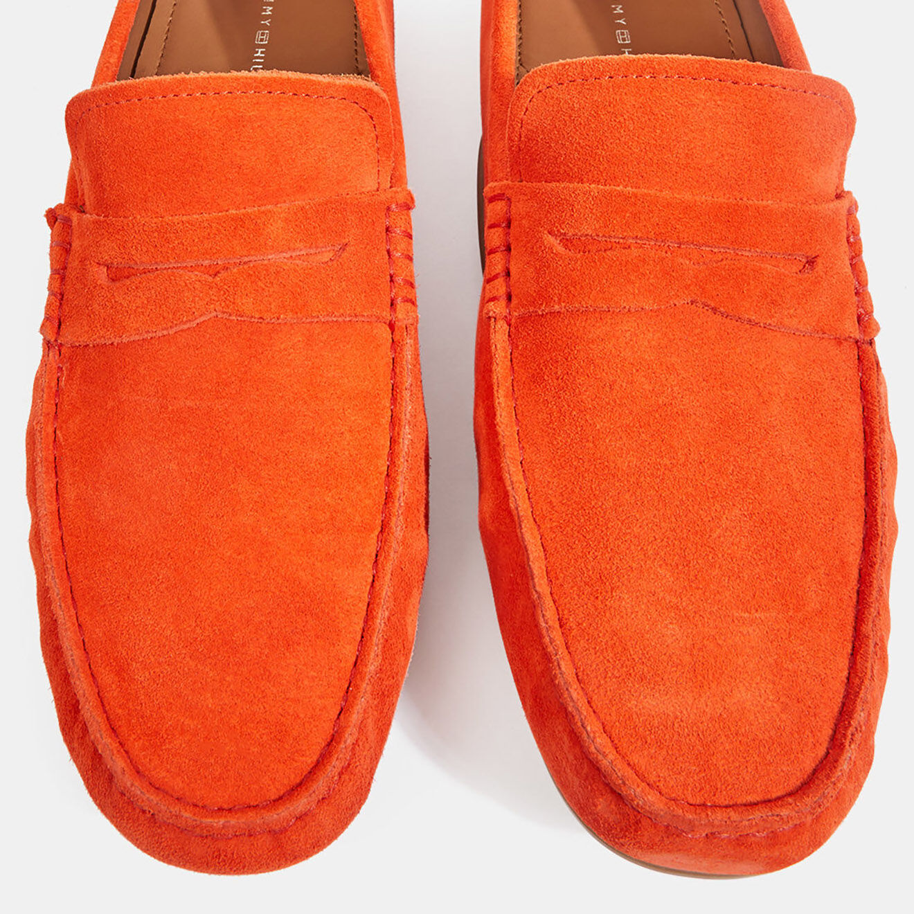 Tommy Hilfiger Mocassins en Velours de Cuir Driver orange